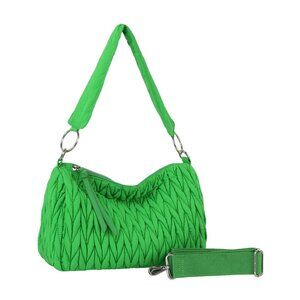 Trendy Quilted Hobo Handbag - Green